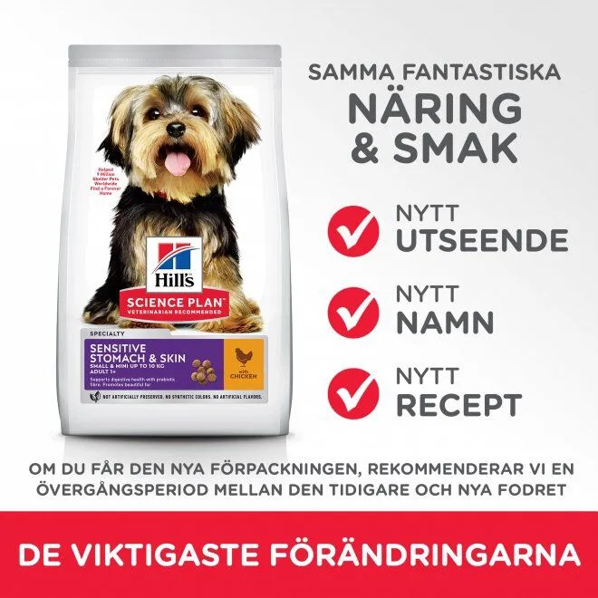 Bild 2 för Hill's Science Plan Dog Adult Small & Mini Sensitive Stomach & Skin Chicken (3 kg)