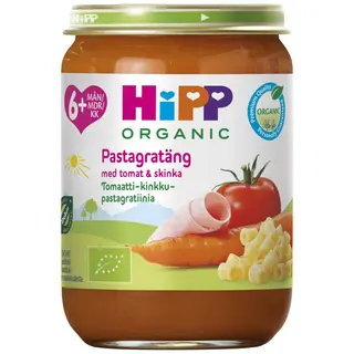 Produktfoto för Hipp Pastagratäng med tomat och skinka 6+ månader 190g
