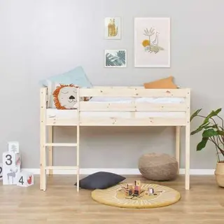 Produktfoto för Hoppekids - Loftsäng Seminhög ECO Comfort - 70x160 Cm Natural