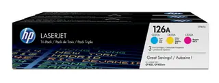 Produktfoto för HP 126A / CF341A - 3-Pack Toner (Yellow Magenta Cyan) - Tonerkassett Blå