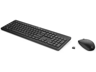 Produktfoto för HP 235 - Sats med tangentbord och mus - 3-zons layout, låg profil på tangenterna - full size - trådlös - 2.4 GHz - hela norden - svart - Smart Buy