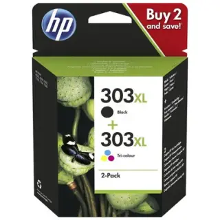 Produktfoto för HP 303 XL Tri Color & Svart bläck 2-pack