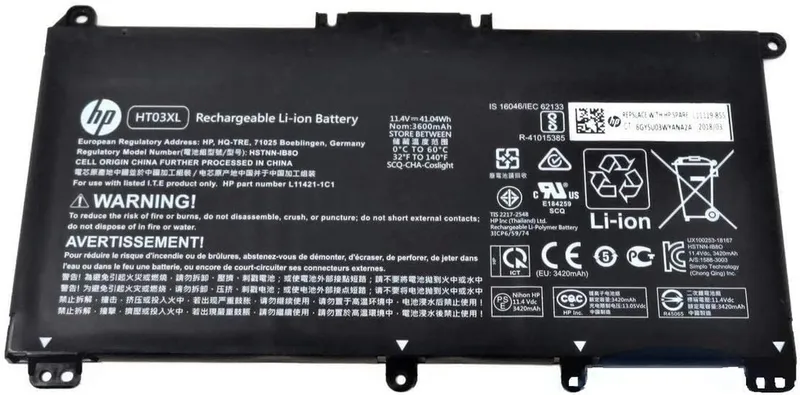 Alternativ bild 0 för HP 3C laptop batteri, 41Wh, 3,6Ah, Li-ion, HT03041XL-PR+PL, HT03XL