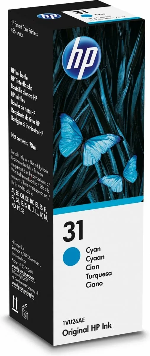 Alternativ bild 0 för HP Bläckpatron 1VU26AE 31 Cyan