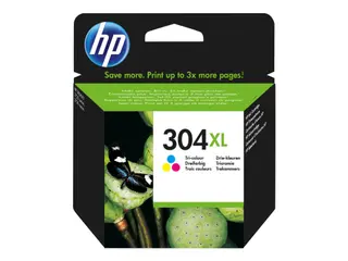 Produktfoto för HP Bläckpatron, 304 XL Original, hög kapacitet, tre färger, singelförpackning, N9K07AE#UUS