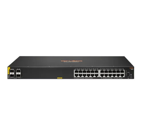 Alternativ bild 0 för HPE Aruba 6000 24G Class4 PoE 4SFP 370W Switch - Switch - Administrerad - 24 x 10/100/1000 (PoE+) + 4 x Gigabit SFP - sida till sida luftflöde - rackmonterbar - PoE (370 W)