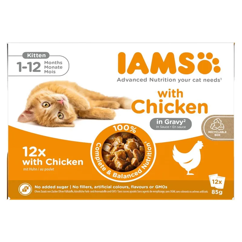Bild 2 för Iams Delights in Gravy Multipack Kitten Chicken 12x85 g