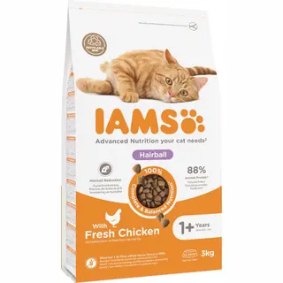 Produktfoto för Iams for Vitality Cat Adult Hairball Chicken (3 kg)
