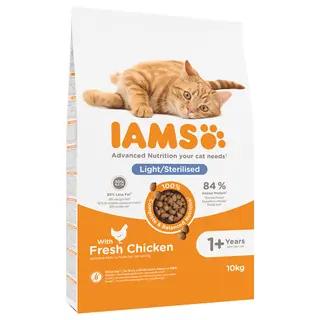 Produktfoto för Iams for Vitality Cat Adult Light/Sterilised Chicken (10 kg)