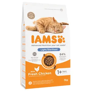 Produktfoto för Iams for Vitality Cat Adult Light/Sterilised Chicken (3 kg)