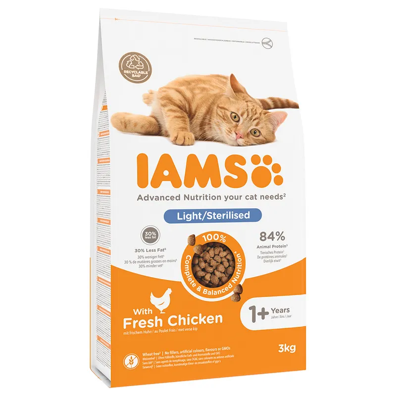 Alternativ bild 0 för Iams for Vitality Cat Adult Light/Sterilised Chicken (3 kg)