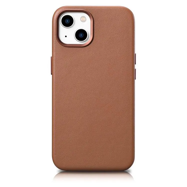 Alternativ bild 0 för iCarer iCarer Case Leather fodral i naturligt läder för iPhone 14 Plus brun (MagSafe-kompatibel)