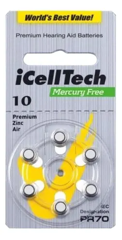 Produktfoto för iCellTech PR70/ZA10/DA10/V10 Hörapparatsbatteri