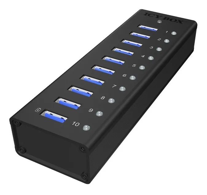 Alternativ bild 0 för ICY BOX IB-AC6110 - Hubb - 10 x SuperSpeed USB 3.0 - skrivbordsmodell