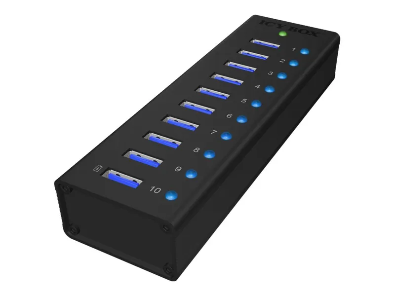 Alternativ bild 0 för ICY BOX IB-AC6110 - Hubb - 10 x SuperSpeed USB 3.0 - skrivbordsmodell
