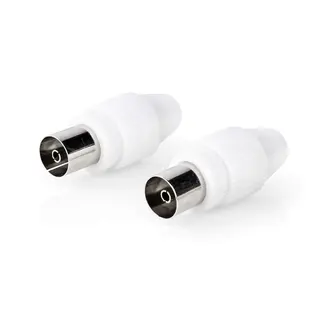 Produktfoto för IEC (Coax)-kontakt | Rak | Kvinna | Nickelpläterad | 75 Ohm | Skruv | Kabelingångsdiameter: 7,0 mm | Metall / PVC | Vit | 2 st |