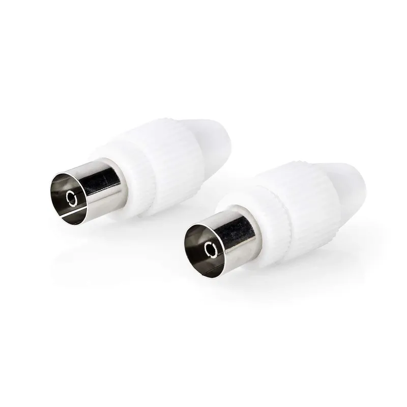 Bild 1 för IEC (Coax)-kontakt | Rak | Kvinna | Nickelpläterad | 75 Ohm | Skruv | Kabelingångsdiameter: 7,0 mm | Metall / PVC | Vit | 2 st |