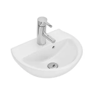 Produktfoto för IFØ Ifö Ifö Spira tvättställ 40x32 cm med böjd framkant, kranhål och överlopp - för montering med bultar