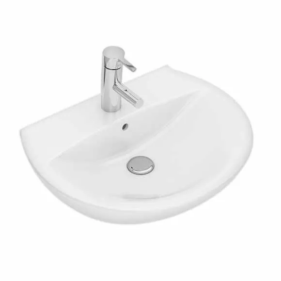 Alternativ bild 0 för Ifö Spira diskbänk böjd 57cm 15122 - skruvmontering, med kranhål och med överloppsdjup 430