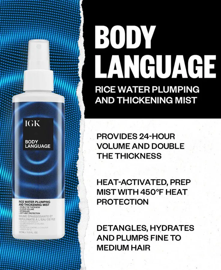 Bild 4 för IGK Body Language Rice Water Plumping and Thickening Mist 207 ml