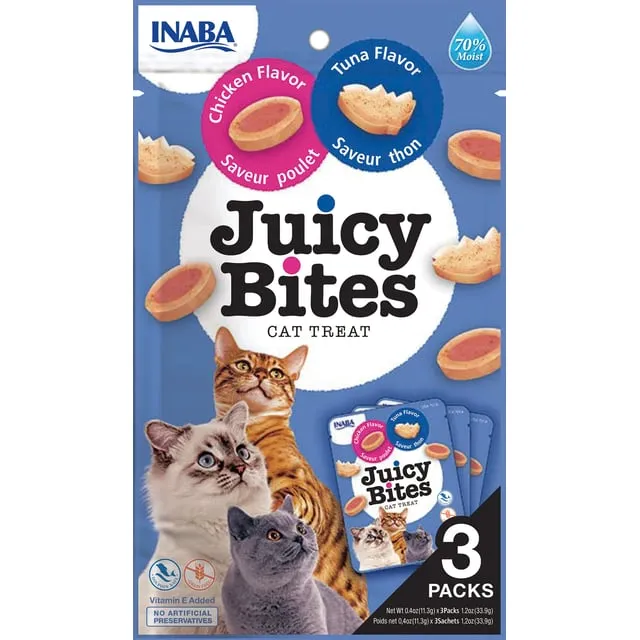 Alternativ bild 0 för INABA Juicy Bites Chicken and tuna - Kattegodbidder - 3 x 11g