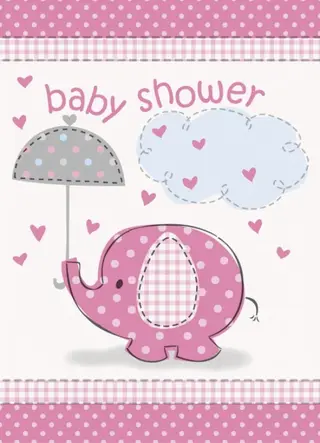 Produktfoto för Inbjudningskort baby shower rosa elefant 8-pack