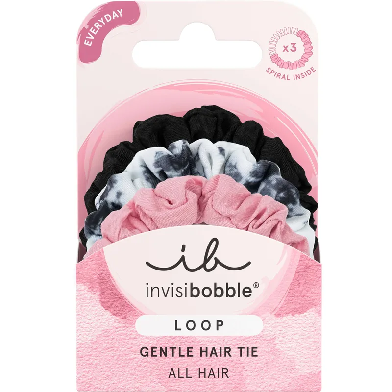Bild 1 för invisibobble Loop Be Gentle, Hårband, Svart, Multifärg, Rosa, Mönstrad, Vuxna, 3 styck