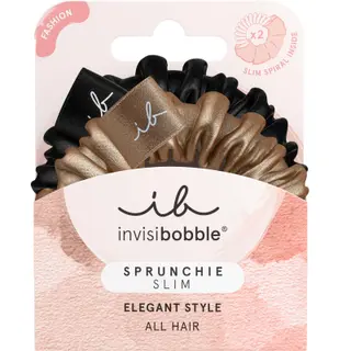 Produktfoto för invisibobble Sprunchie Slim – True Golden, Hårband, Svart, brons, Monokromatiskt, Vuxna, 2 styck
