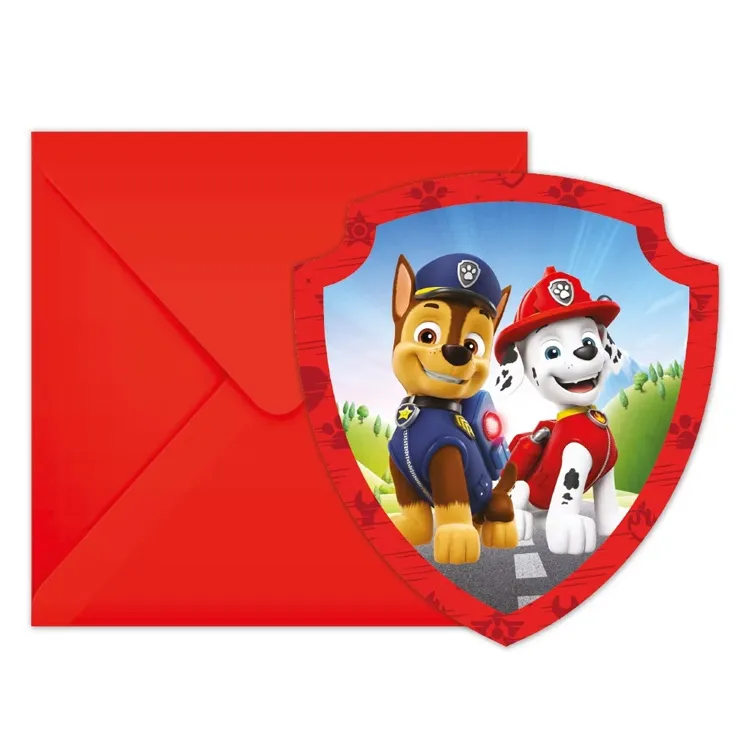 Alternativ bild 0 för Invitations with envelopes Paw Patrol 6pcs