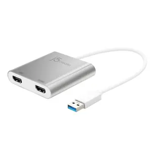 Produktfoto för j5create JUA365 - Videokort - 24 pin USB-C hane till HDMI hona - 20 cm - silver - 4K30 Hz (3840 x 2160) stöd, 2048 x 1152-stöd 60 Hz