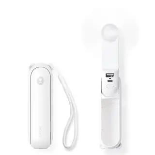 Produktfoto för Jisulife mini-handfläkt Jisulife Life8 USB med powerbank 2000mAh och ficklampa - vit