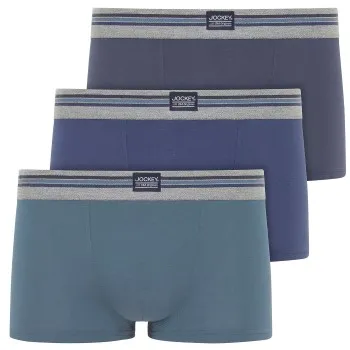 Alternativ bild 0 för Jockey Kalsonger 3P Cotton Stretch Short Trunk Blå bomull X-Large Herr
