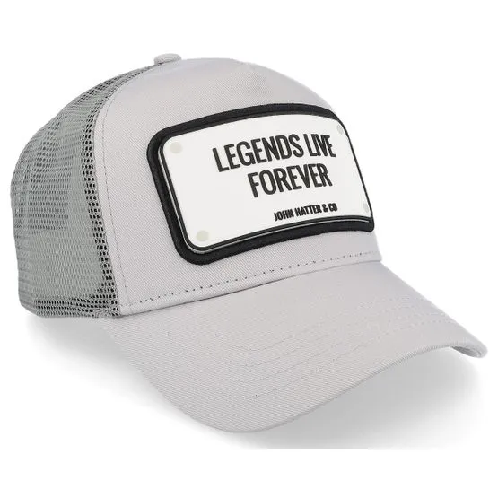 Bild 2 för John Hatter & Co - Grå trucker Keps - Legends Live Forever Grey Trucker @ Hatstore