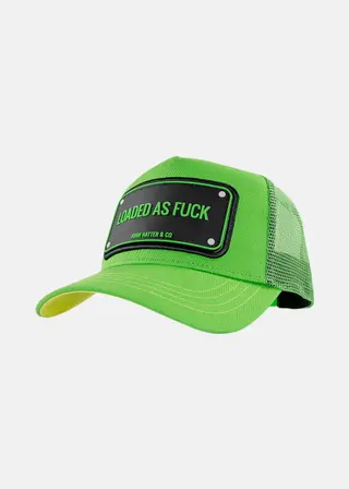 Produktfoto för John Hatter & Co - Grön trucker Keps - Loaded As Fuck  Green A-Frame Trucker @ Hatstore