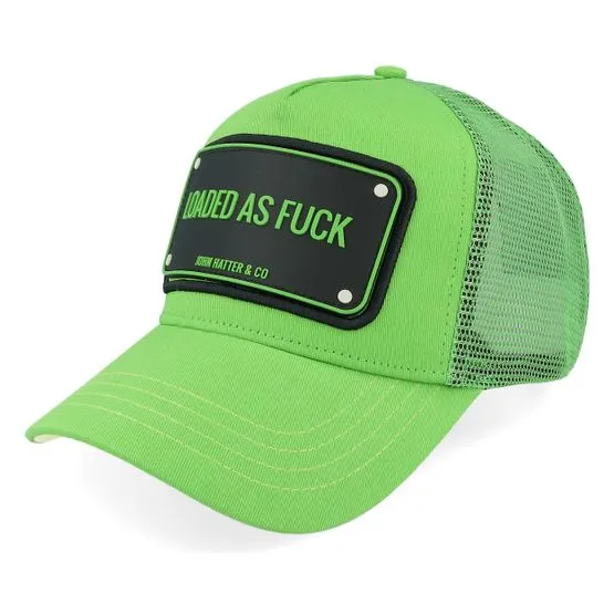 Bild 1 för John Hatter & Co - Grön trucker Keps - Loaded As Fuck  Green A-Frame Trucker @ Hatstore