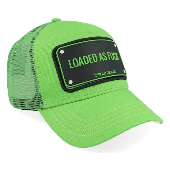 Bild 2 för John Hatter & Co - Grön trucker Keps - Loaded As Fuck  Green A-Frame Trucker @ Hatstore