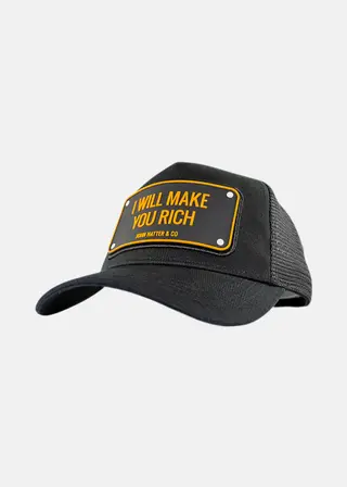 Produktfoto för John Hatter & Co - Svart trucker Keps - I Will Make You Rich Black Trucker @ Hatstore