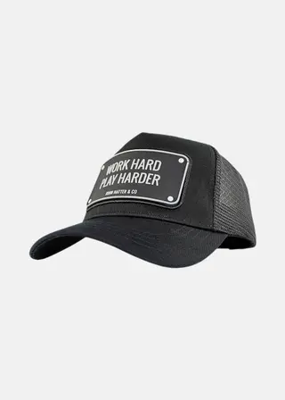 Produktfoto för John Hatter & Co - Svart trucker Keps - Work Hard Black Trucker @ Hatstore