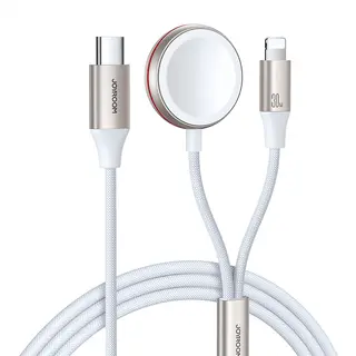 Produktfoto för Joyroom 2-i-1 Apple Watch magnetladdare och 30 W snabbladdnings USB-C-kabel, 1,5 m - vit