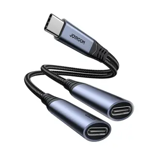 Produktfoto för Joyroom 2-i-1 ljudadapter USB-C till Dual USB-C-kabel - Svart