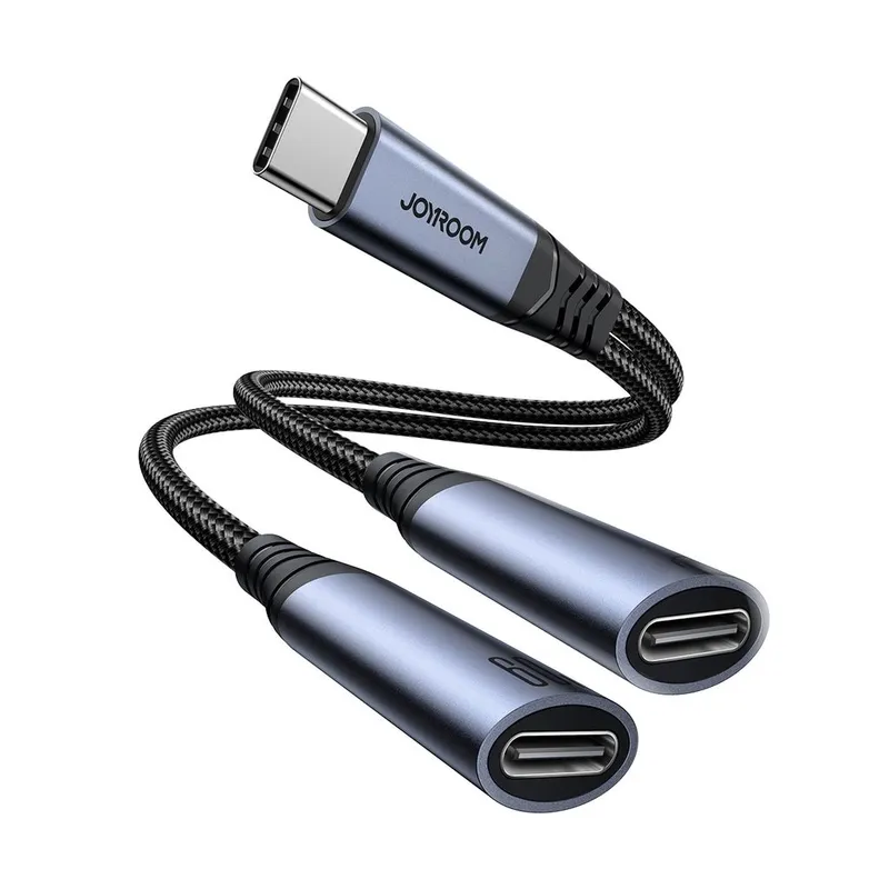 Alternativ bild 0 för Joyroom 2-i-1 ljudadapter USB-C till Dual USB-C-kabel - Svart