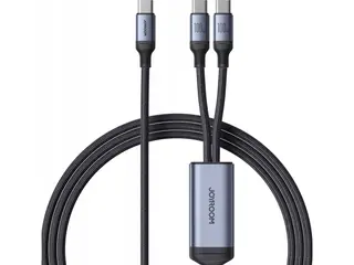 Produktfoto för Joyroom 2in1 USB-C till Dubbel USB-C-kabel 100W, 1,5m - Svart
