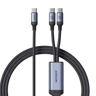 Produktfoto för Joyroom 2in1 USB-C till Dubbel USB-C-kabel 100W, 1,5m - Svart
