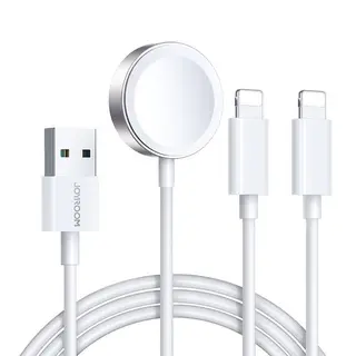 Produktfoto för Joyroom 3in1 USB-A till 2x Lightning och Apple watch Laddare 1.2m