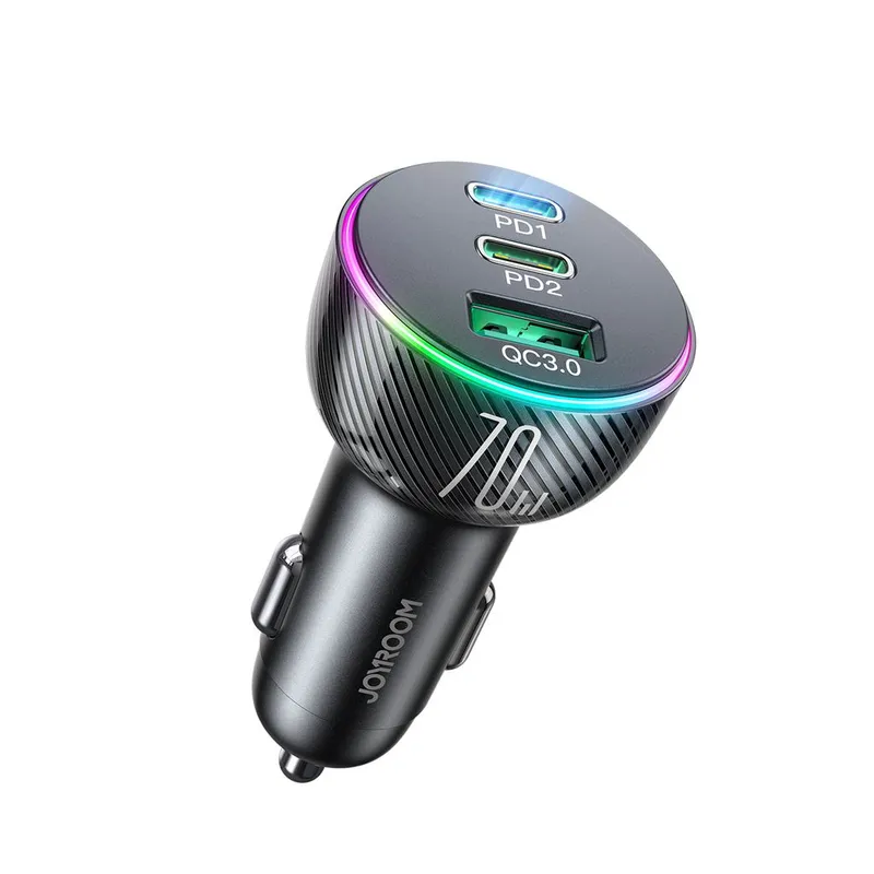 Alternativ bild 0 för Joyroom Car charger JR-CL26 2x USB-C PD 1x USB 70W (black)