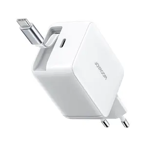 Produktfoto för Joyroom GaN USB-C Laddare med Utdragbar Kabel 67W - Vit