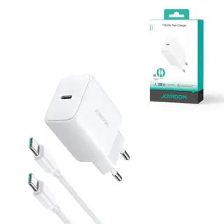 Produktfoto för Joyroom power charger JR-TCF20 with C-C cable 20W 1m (white)