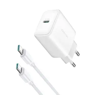 Produktfoto för Joyroom power charger JR-TCF24 with C-C cable 30W 1m (white)
