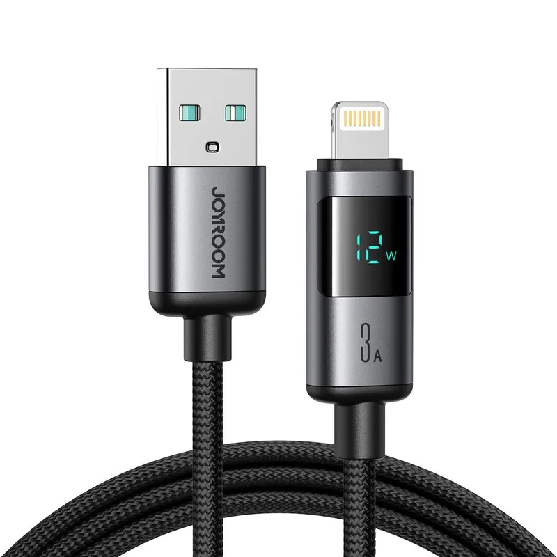 Alternativ bild 0 för Joyroom USB-A till Lightning snabbladdningskabel med display 3A, 1,2 m