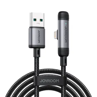 Produktfoto för Joyroom USB-A till Lightning vinklad snabbladdningskabel 3A, 1,2m - Svart